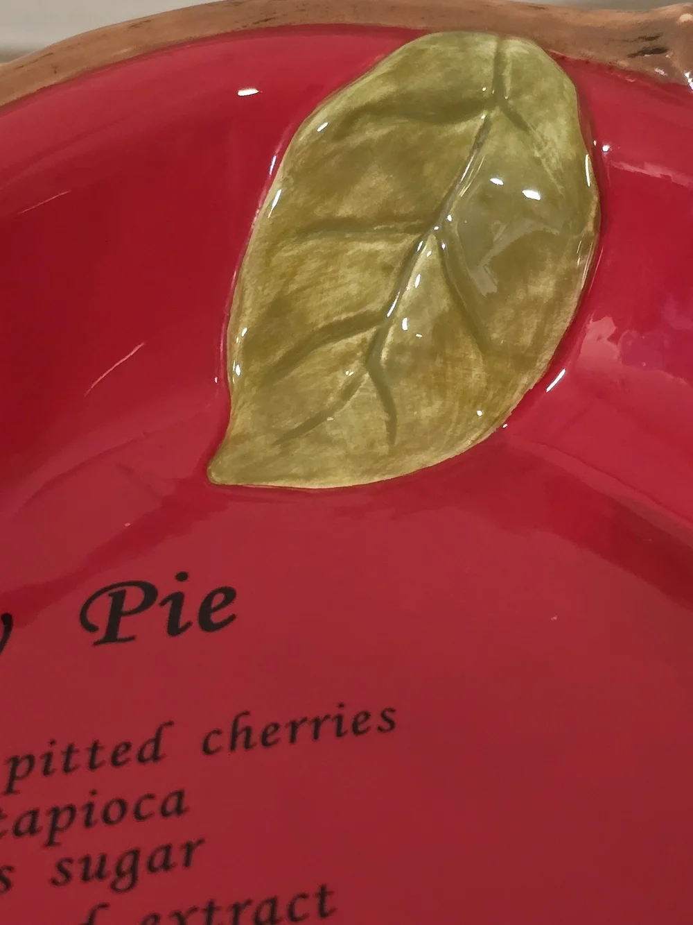 Vintage Harvest Ceramic Cherry Pie Plate Dish with Recipe 12 x 10.5 x 2.25 in